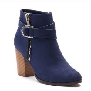 APT.9 BLUE SUEDE ANKLE BOOTIES WITH BUCKLE..SIZE 8